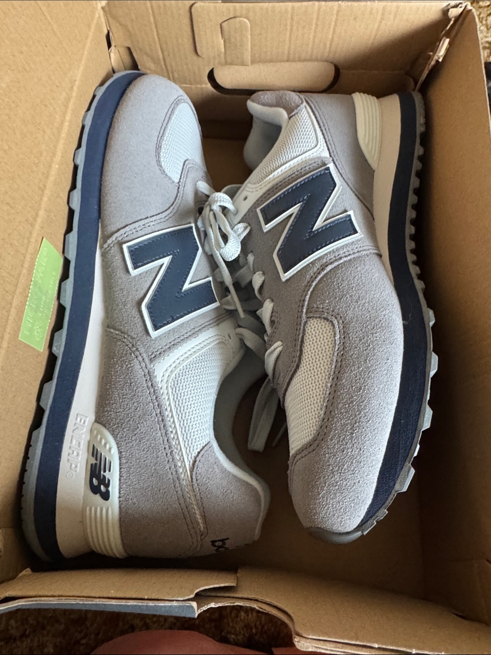 New Balance Men's Sneakers in Light Gray and Navy Accents